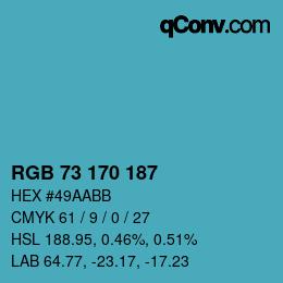 Color code: RGB 73 170 187 | qconv.com