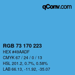 Color code: RGB 73 170 223 | qconv.com