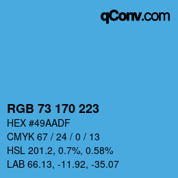 カラーコード: RGB 73 170 223 | qconv.com