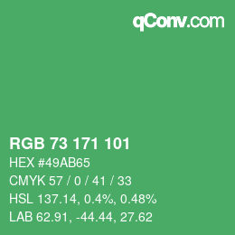 颜色代码: RGB 73 171 101 | qconv.com