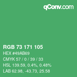 カラーコード: RGB 73 171 105 | qconv.com