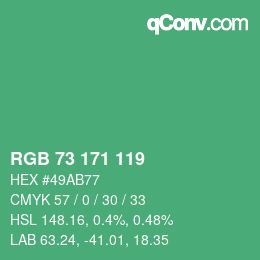 カラーコード: RGB 73 171 119 | qconv.com