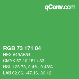 カラーコード: RGB 73 171 84 | qconv.com