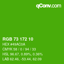 カラーコード: RGB 73 172 10 | qconv.com