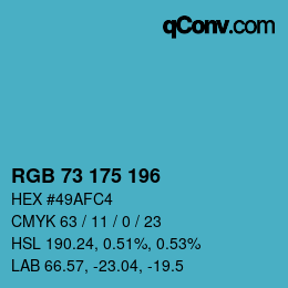 Color code: RGB 73 175 196 | qconv.com