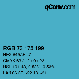 Color code: RGB 73 175 199 | qconv.com