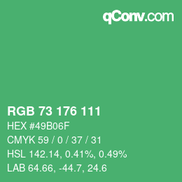 カラーコード: RGB 73 176 111 | qconv.com
