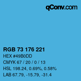 Color code: RGB 73 176 221 | qconv.com