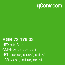 Color code: RGB 73 176 32 | qconv.com
