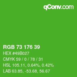Color code: RGB 73 176 39 | qconv.com