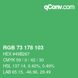 Color code: RGB 73 178 103 | qconv.com