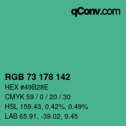 Color code: RGB 73 178 142 | qconv.com
