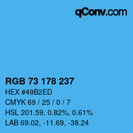 Color code: RGB 73 178 237 | qconv.com