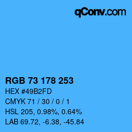 Color code: RGB 73 178 253 | qconv.com