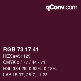 Color code: RGB 73 17 41 | qconv.com