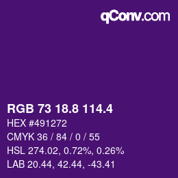 カラーコード: RGB 73 18.8 114.4 | qconv.com