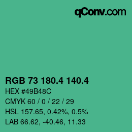カラーコード: RGB 73 180.4 140.4 | qconv.com