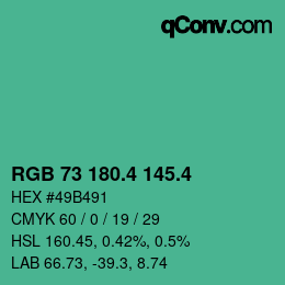 カラーコード: RGB 73 180.4 145.4 | qconv.com