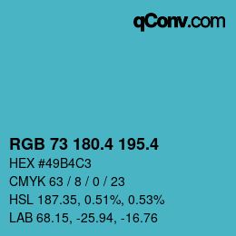 カラーコード: RGB 73 180.4 195.4 | qconv.com
