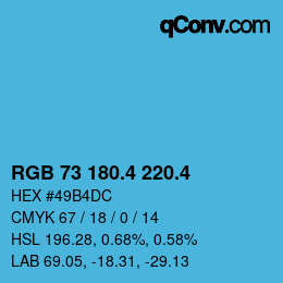 カラーコード: RGB 73 180.4 220.4 | qconv.com