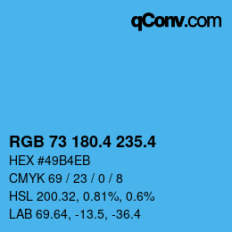 カラーコード: RGB 73 180.4 235.4 | qconv.com