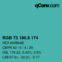 Color code: RGB 73 180.8 174 | qconv.com