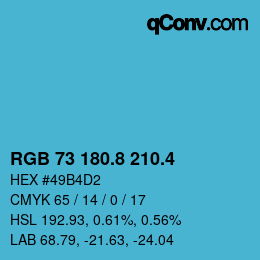 カラーコード: RGB 73 180.8 210.4 | qconv.com