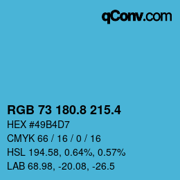 カラーコード: RGB 73 180.8 215.4 | qconv.com