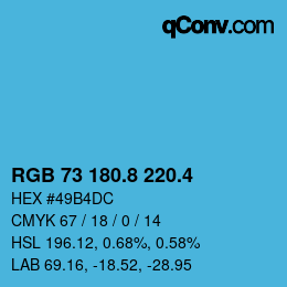 カラーコード: RGB 73 180.8 220.4 | qconv.com