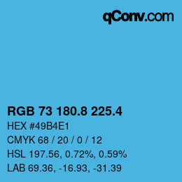 カラーコード: RGB 73 180.8 225.4 | qconv.com