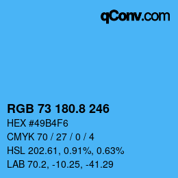 Color code: RGB 73 180.8 246 | qconv.com