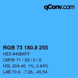 Color code: RGB 73 180.8 255 | qconv.com