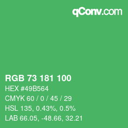 Color code: RGB 73 181 100 | qconv.com