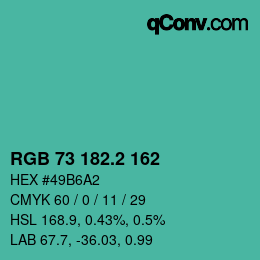 カラーコード: RGB 73 182.2 162 | qconv.com