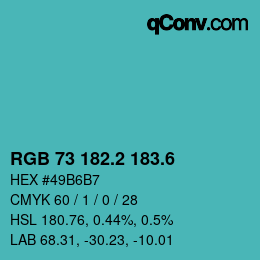 カラーコード: RGB 73 182.2 183.6 | qconv.com