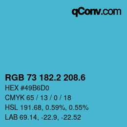 カラーコード: RGB 73 182.2 208.6 | qconv.com