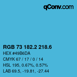 カラーコード: RGB 73 182.2 218.6 | qconv.com