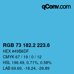 カラーコード: RGB 73 182.2 223.6 | qconv.com