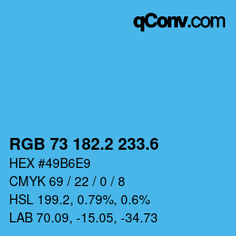 カラーコード: RGB 73 182.2 233.6 | qconv.com