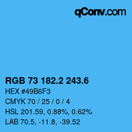 カラーコード: RGB 73 182.2 243.6 | qconv.com
