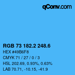 カラーコード: RGB 73 182.2 248.6 | qconv.com