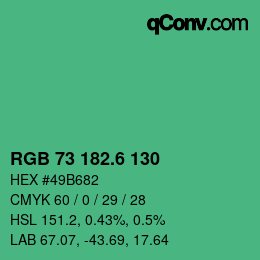 カラーコード: RGB 73 182.6 130 | qconv.com