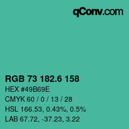 カラーコード: RGB 73 182.6 158 | qconv.com