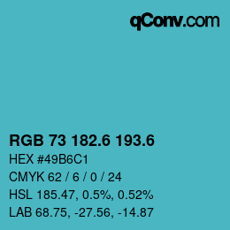 カラーコード: RGB 73 182.6 193.6 | qconv.com