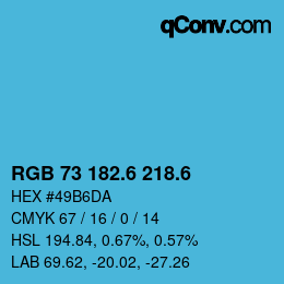 カラーコード: RGB 73 182.6 218.6 | qconv.com