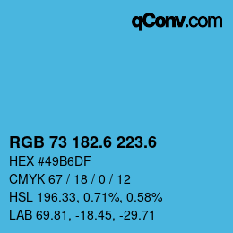 カラーコード: RGB 73 182.6 223.6 | qconv.com