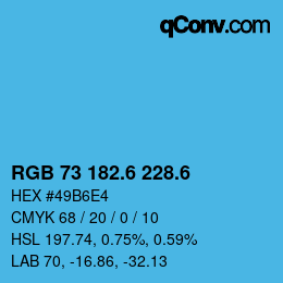 カラーコード: RGB 73 182.6 228.6 | qconv.com