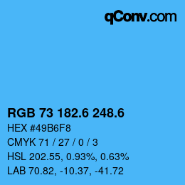 カラーコード: RGB 73 182.6 248.6 | qconv.com