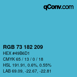 Color code: RGB 73 182 209 | qconv.com