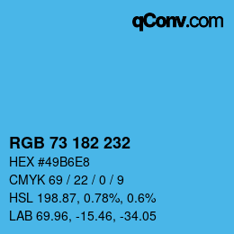 カラーコード: RGB 73 182 232 | qconv.com